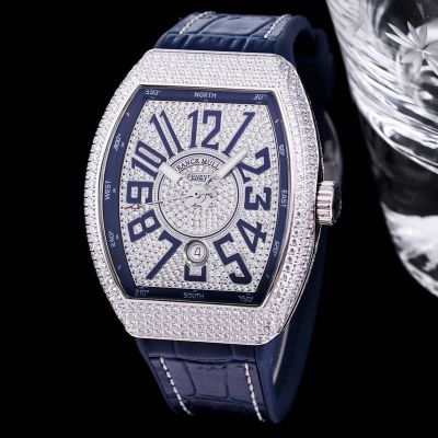 Franck Muller Vanguard Yachting V45 RACING series Silver / Rose gold steel case with White diamonds Diameter 44mm watch